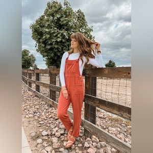 Causal linen overall